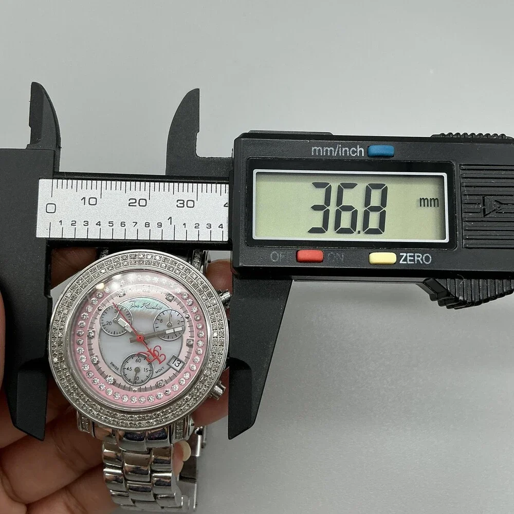 Joe Rodeo Diamond Womens Watch 37mm Pink Chronograph Swiss New Battery 6.75